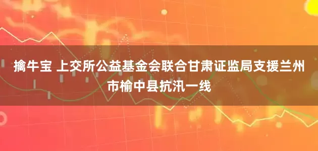 擒牛宝 上交所公益基金会联合甘肃证监局支援兰州市榆中县抗汛一线